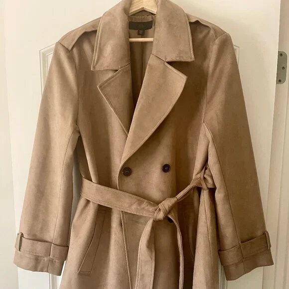 NWT Zara Faux Suede Trench Coat - Picture 2 of 8